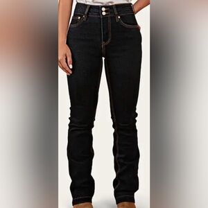 NWT-Flamingals Double Button Stitch Detail High Waist Bootcut Jeans, Blk, Sz 4XL